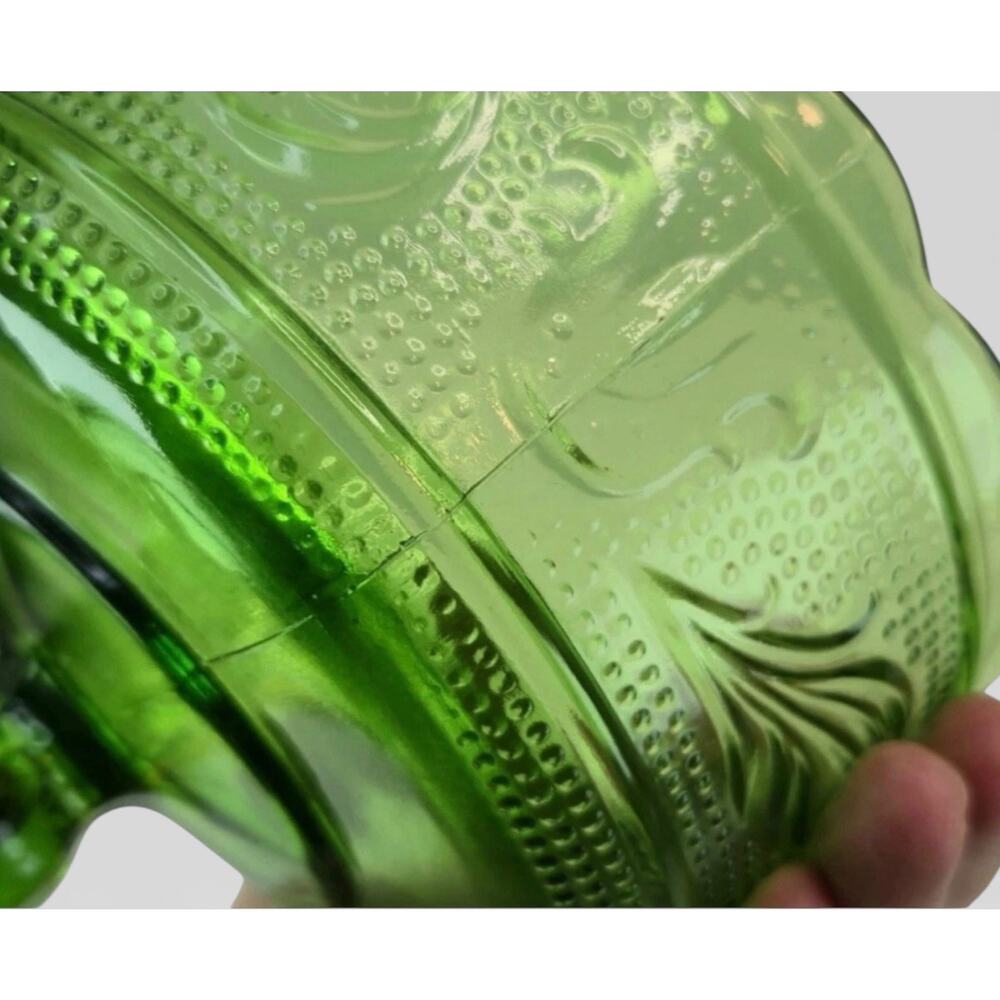 Vintage 1950's E.O. Brody Co. M6000 Green Glass Compote Candy Dish Raised Bowl - Picture 6 of 13